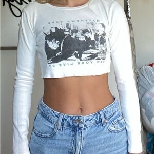 Brandy Melville White Long Sleeve Crop Top